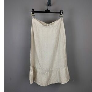 Wilfred Aritzia Chariot Linen Flounce Midi Skirt‎ Womens 10 Beige Mermaid Summer